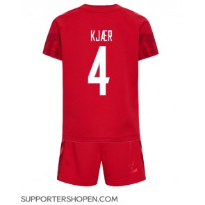 Danmark Simon Kjaer #4 Hemmatröja Barn VM 2022 Kortärmad (+ korta byxor)